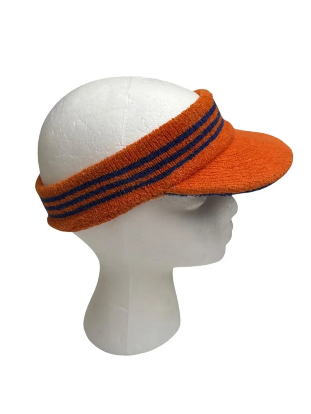 Vintage Adidas Terrycloth Orange & Blue Striped Sun Visor Cap